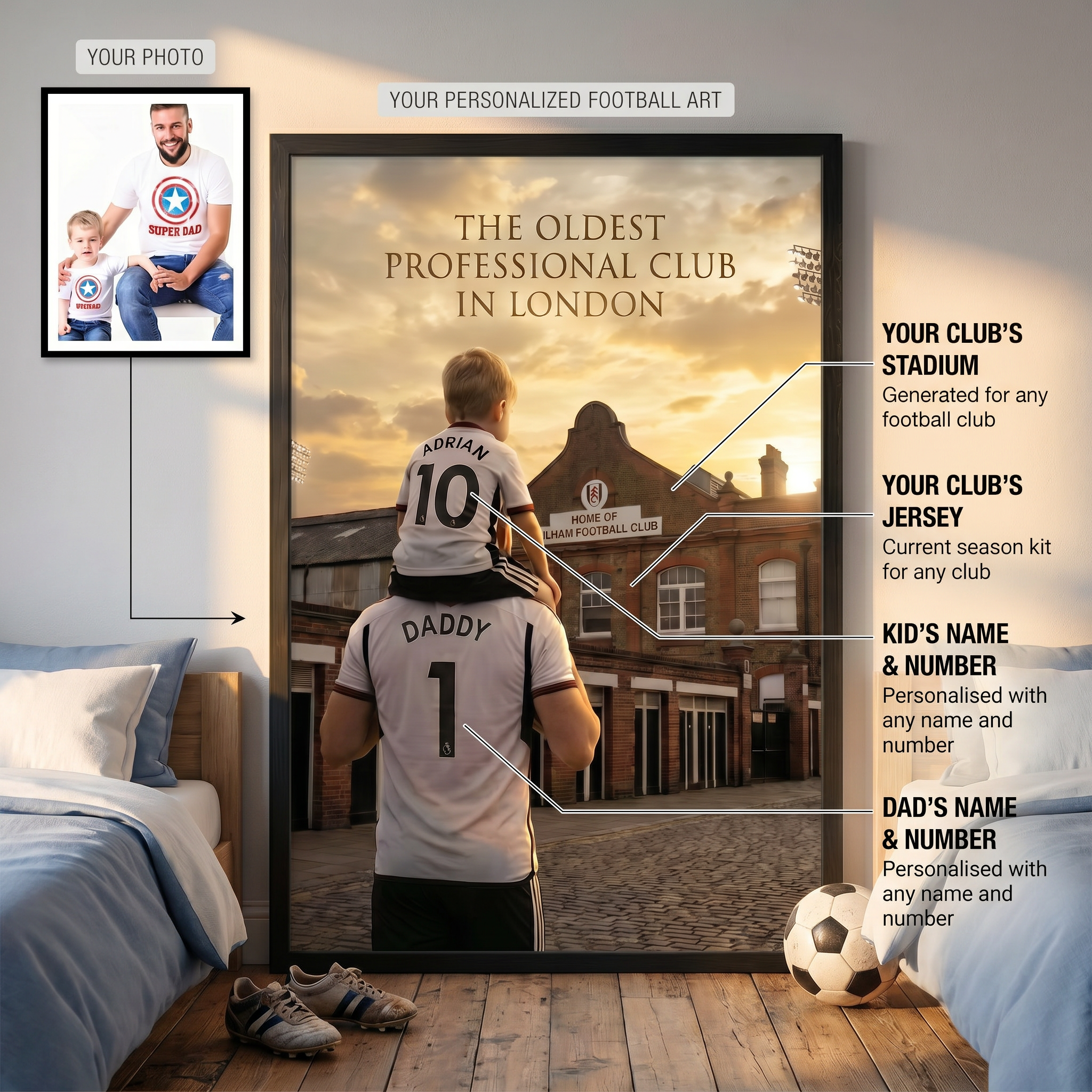 Our Ground Dad & Kid - Personalized Football Art