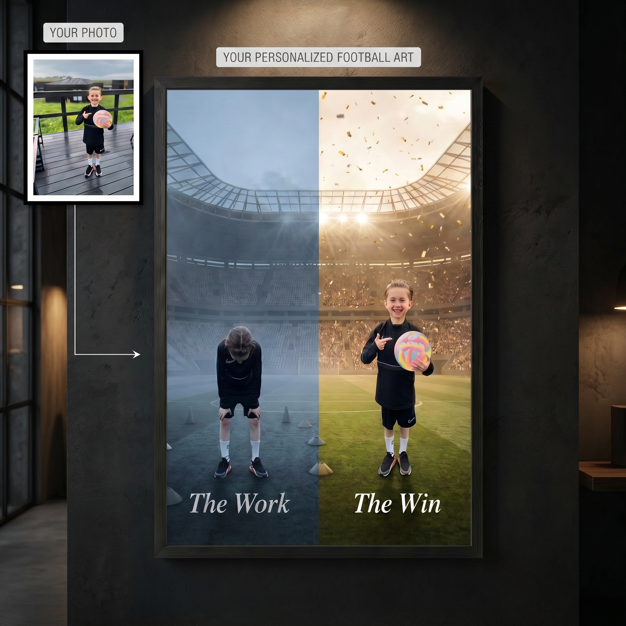 The Work/The Win - Personalized Football Art