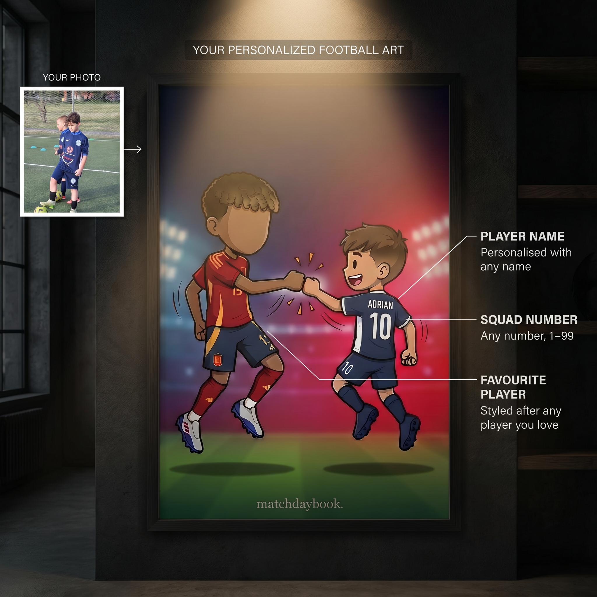 Cartoon High-Five - Personalized Football Art