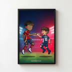 Cartoon High-Five - Personalized Football Art