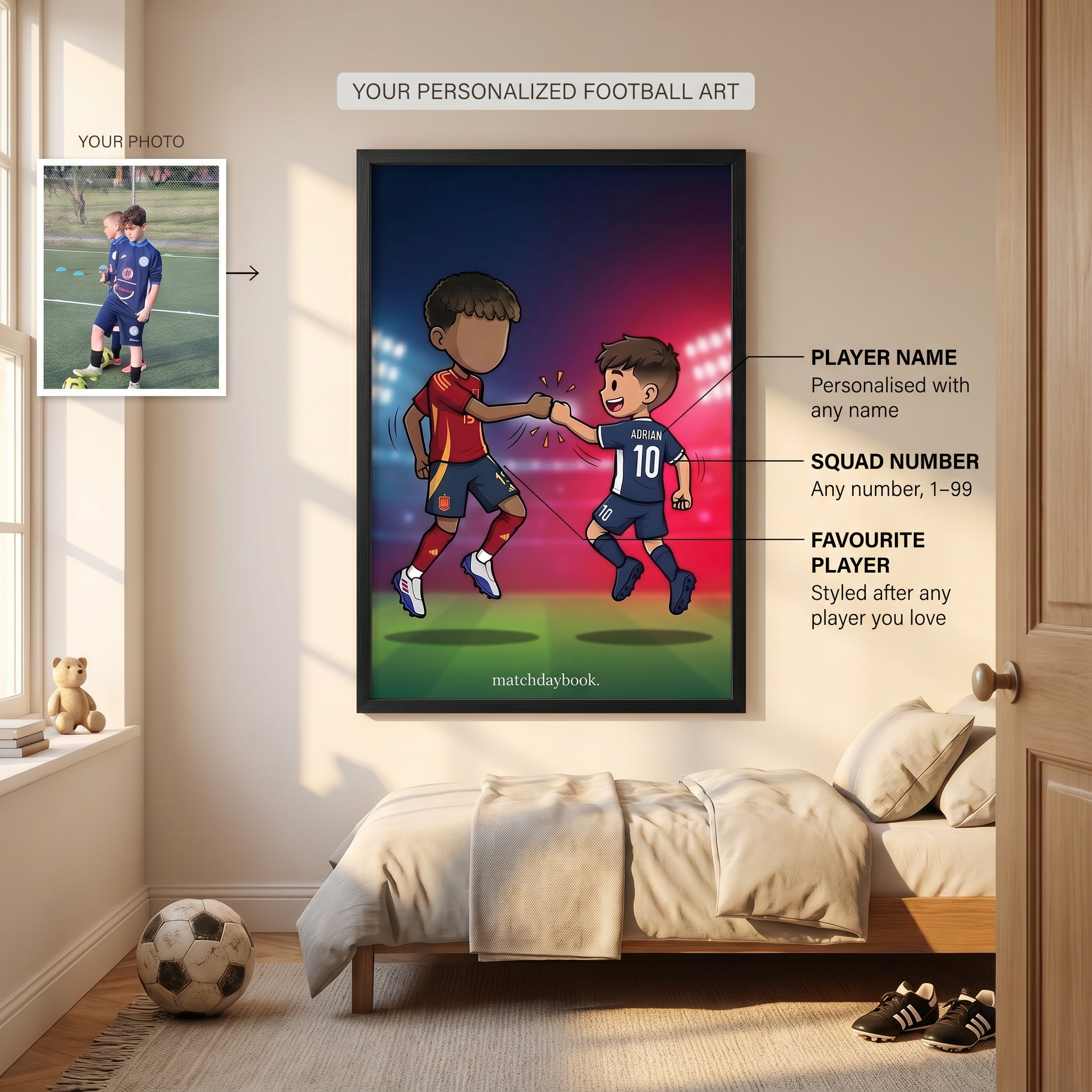 Cartoon High-Five - Personalized Football Art